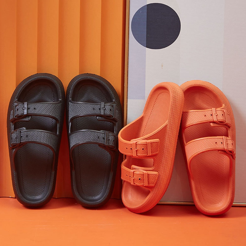 Slippers / Tøfler m/Spænde - Bløde &amp; Skridsikre i flere flotte farver (kendt som Happy Flops)