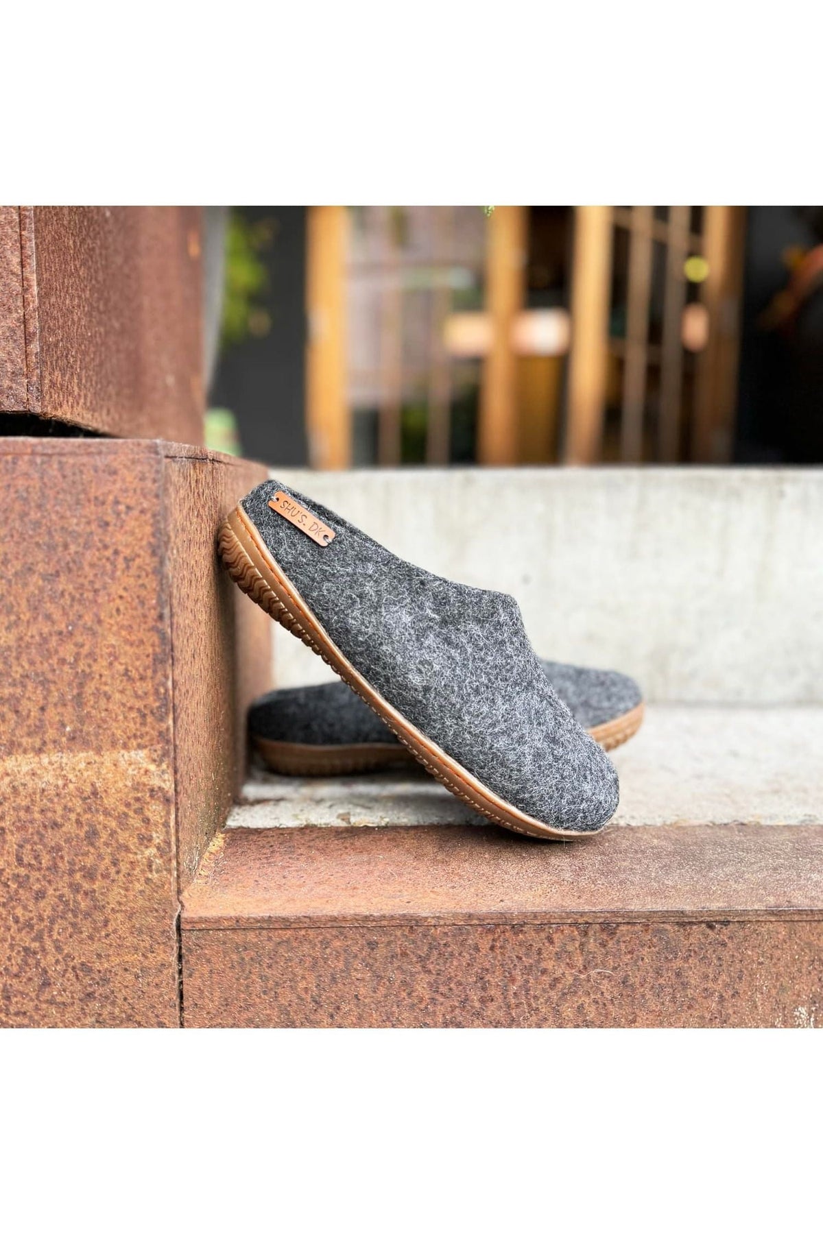 Uldtøffel (100% ren uld) - Model Koks m/Gummisål