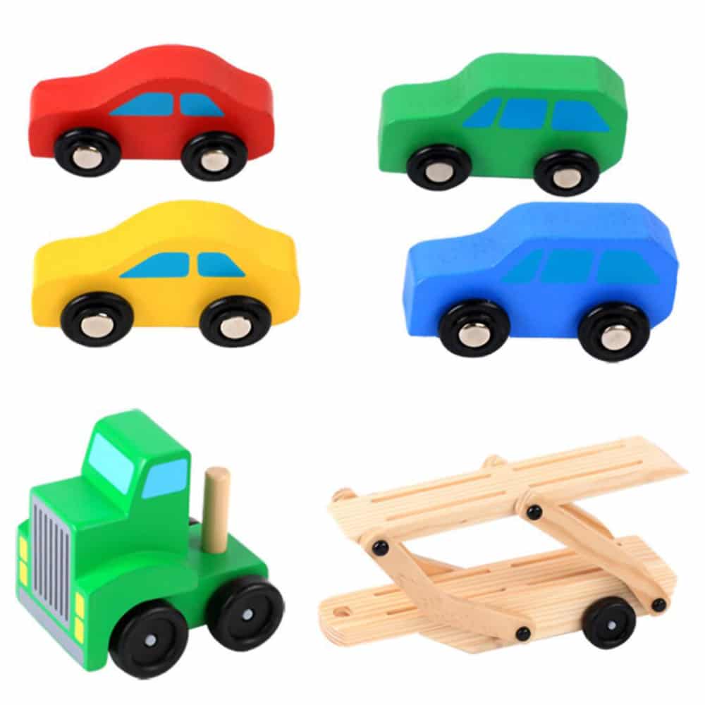 Biltransporter i træ inkl. 4 biler