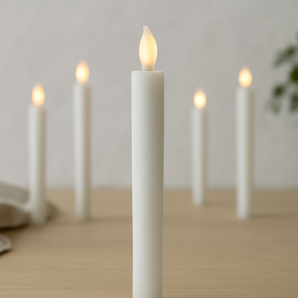 LED kronelys i ægte voks – 6 stk. – 24,5 cm – m. timerfunktion