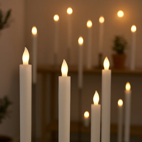 LED kronelys i ægte voks – 6 stk. – 24,5 cm – m. timerfunktion