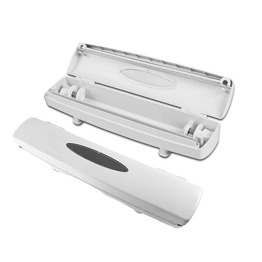 Wrap/film dispenser til husholdningsfilm, bagepapir, stanniol m.m.