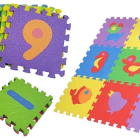Puslespilsmåtte med 9 plader (Vælg mellem tal, bogstaver eller dyr) - Alfabet A-I