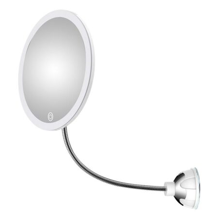 Makeup-Spejl m/LED 10 x zoom - med sugekop og fleksibel arm