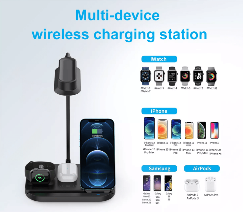3 In1 Wireless Charger With Led Lamp Wireless Charger Alarm Clock Wireless Charger For All Smart Phones 5