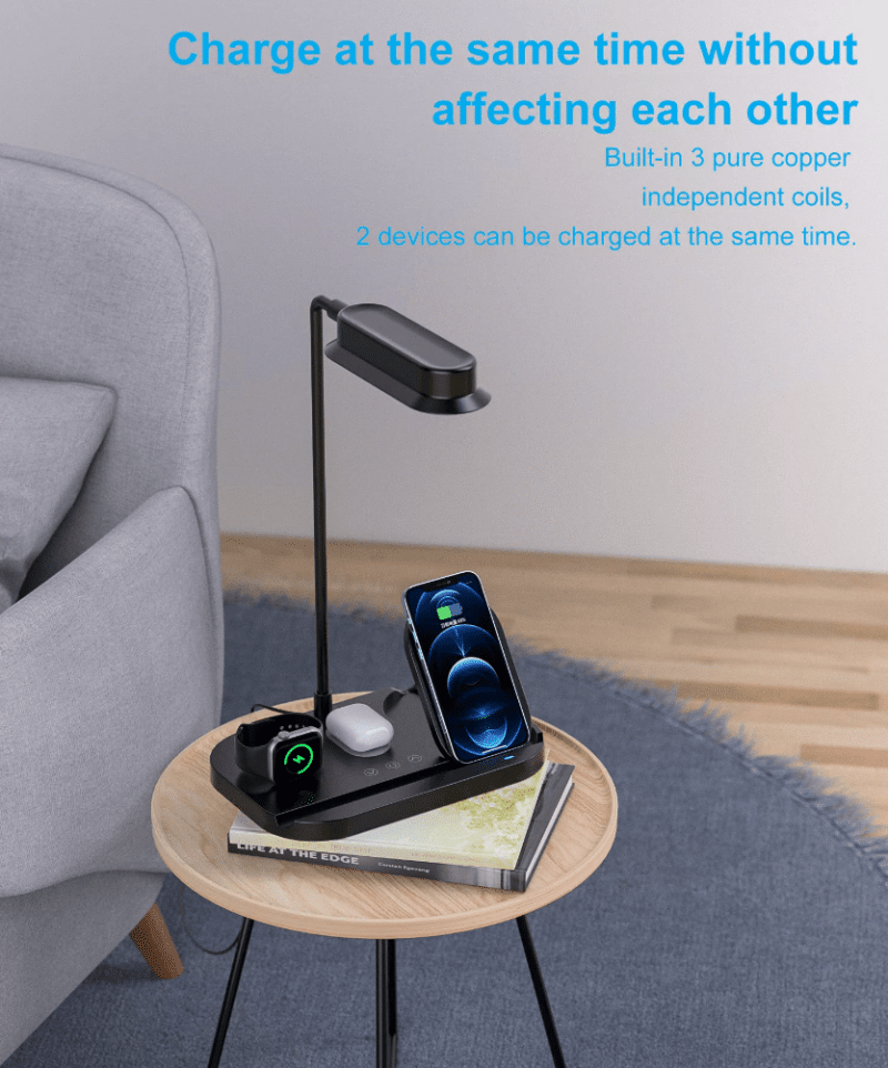 3 In1 Wireless Charger With Led Lamp Wireless Charger Alarm Clock Wireless Charger For All Smart Phones 8