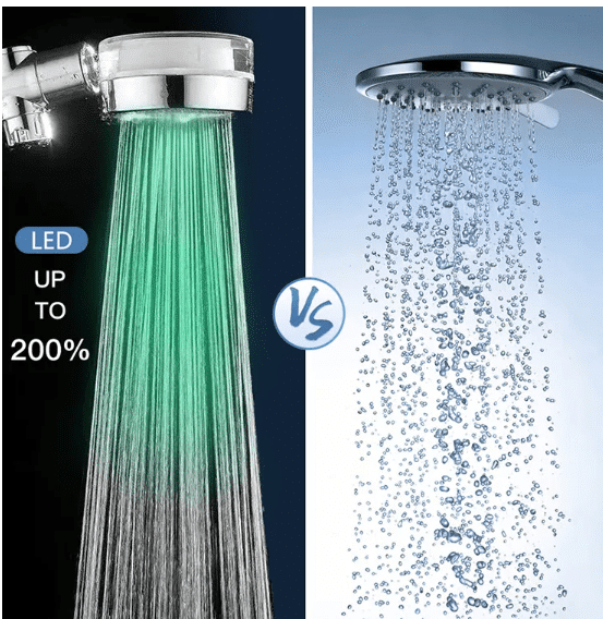 Bathroom Water Saving Handheld Water Power Temperature Control Colorful LED Hand Shower Round Head 100