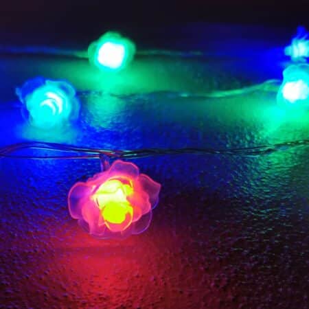 LED-lyskæde m/Blomster 20 stk. Gennemsigtig - Multifarvet m/blink (3