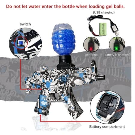 Gift for Kids Splatter Ball Blaster MP5 for Shooting Games Gel Blaster with Water Beads and Goggles Electric Gel Ball Blast 6