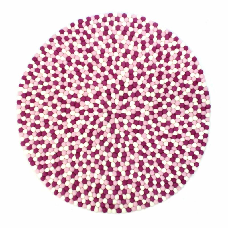 Kugletæppe i 100% ren Nepal uld -Pink multifarvet