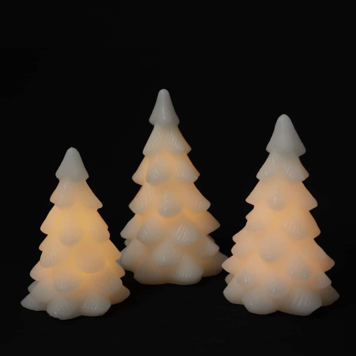 LED lys stearin - Juletræ m/timer - 16,18 eller 20 cm - hvid