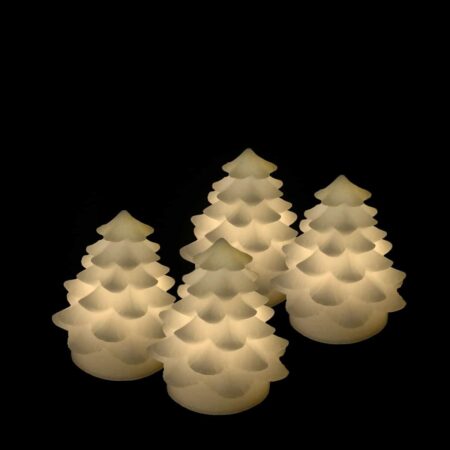 LED lys stearin - Juletræ - 4 stk. - 7 cm - hvid