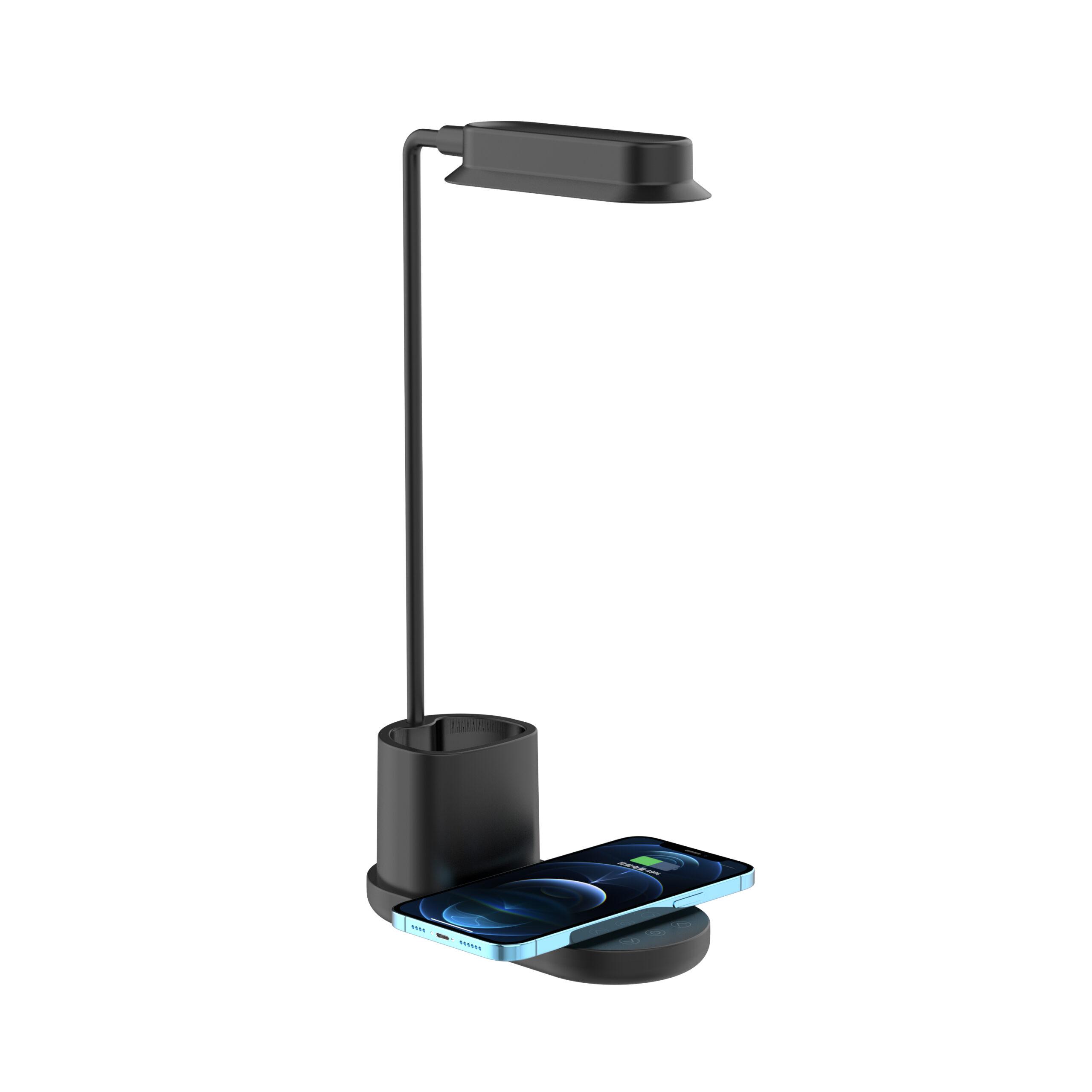 LED-Bordlampe m/lysdæmper & trådløs oplader smartphones Satana.dk