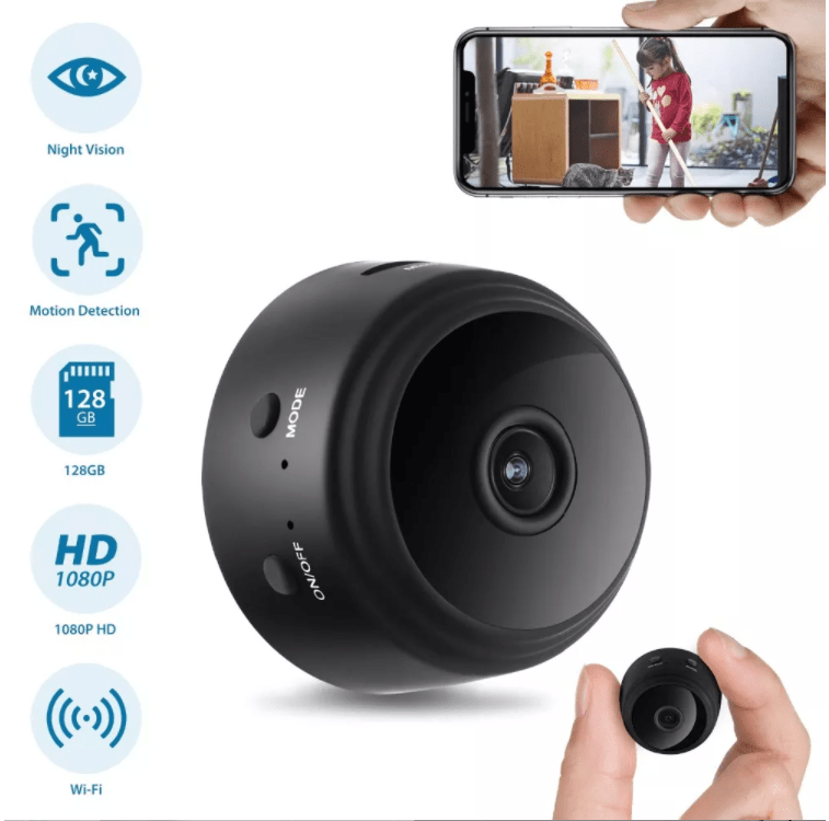 Overvågnings Mini HD-kamera m/eget batteri & Motion Detection (Spionkamera)