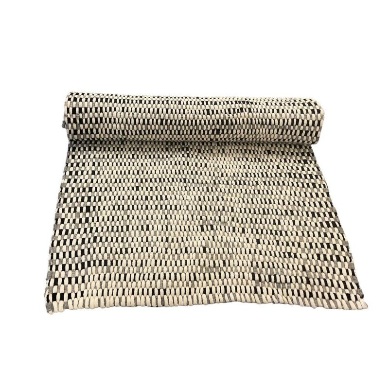 Tæppe i 100% ren Nepal uld - sort/hvidt - 180 x 110 cm