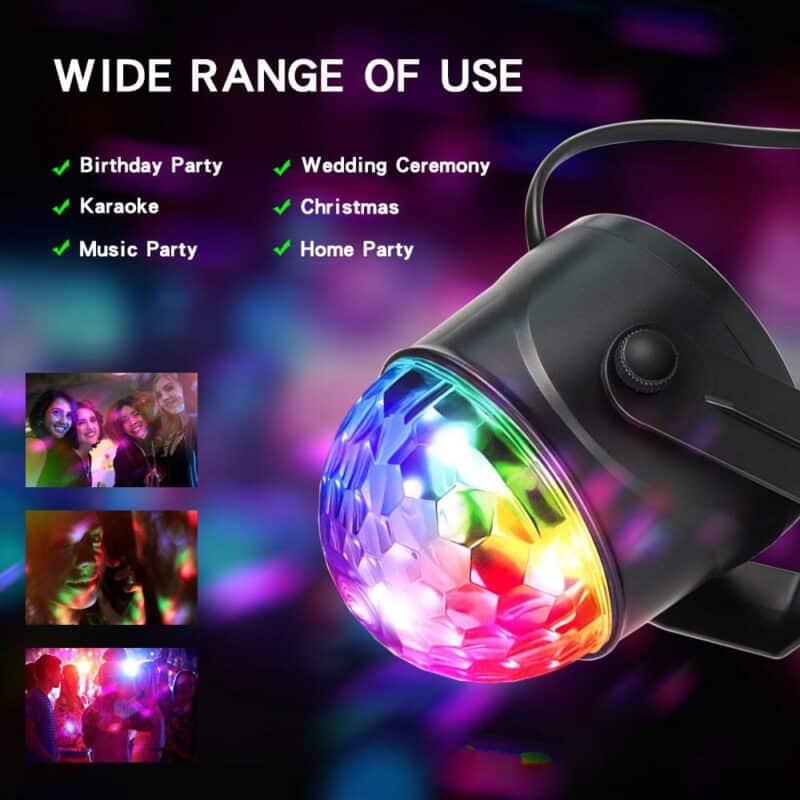 Party Lights Disco Strobe Light Crystal Magic Ball RGB Stage Light With Remote Control 2