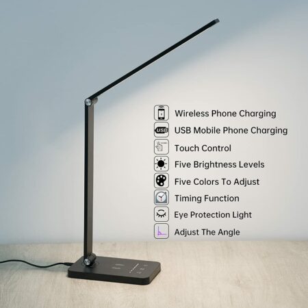 Popular leather foldable LED table lamp with RGB light and wireless charge for living room bedroom 1