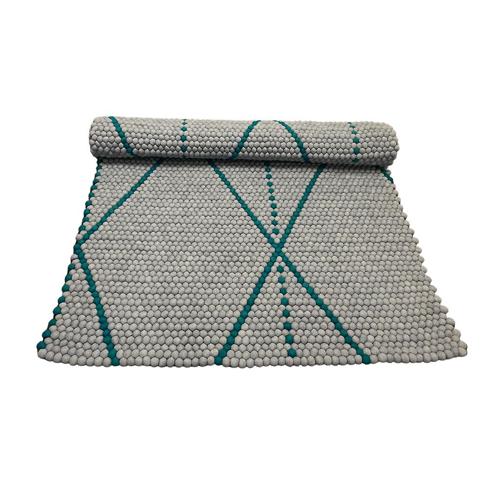 11: Tæppe i 100% ren Nepal uld - blå/grå - 170 x 110 cm