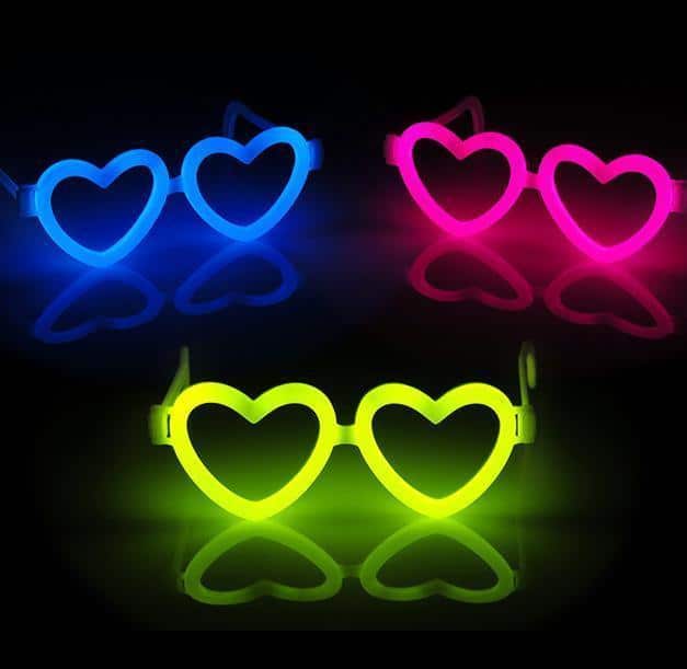 Briller Hjerteformet - Selvlysende glow stick