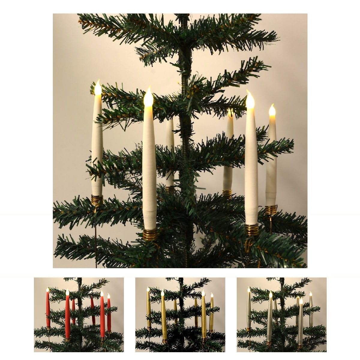 Juletræslys LED 10 stk. Trådløse inkl. Fjernbetjening & Klemmer – passer til de fleste Georg Jensen lysholdere m.m.