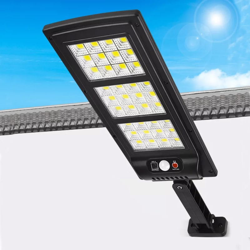 LED Gadelampe m/PIR (infrarød bevægelsessensor) til væg - solcelledrevet, fjernbetjent gadelys