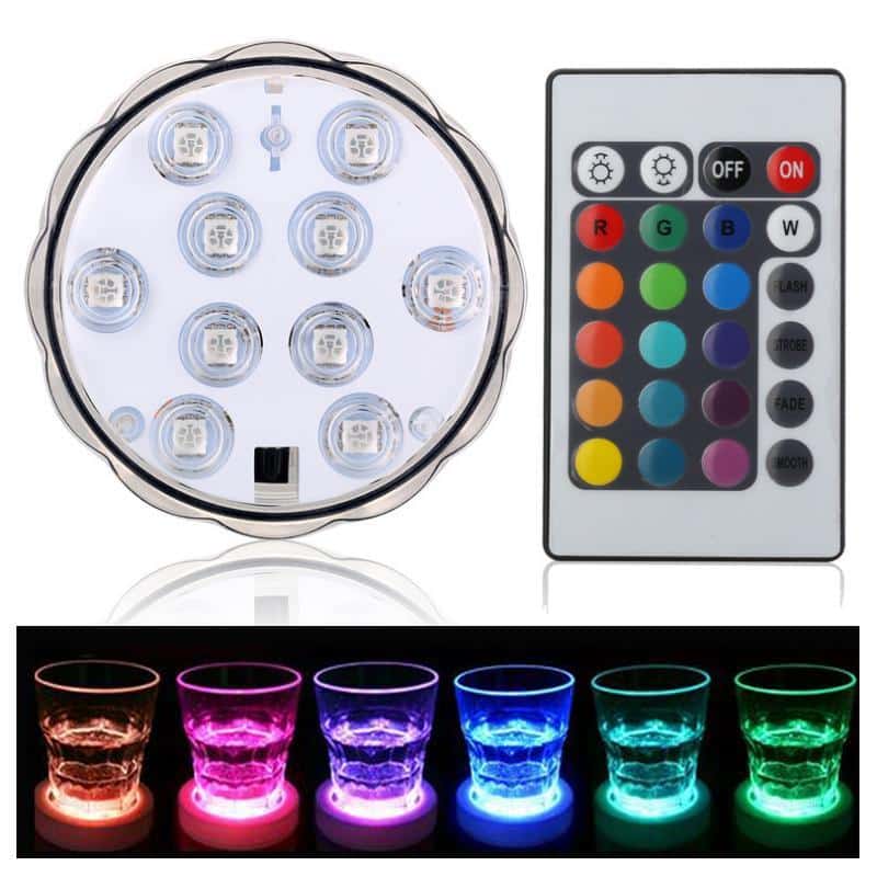 LED lys m/16 forskellige farver (vandtæt) inkl. fjernbetjening