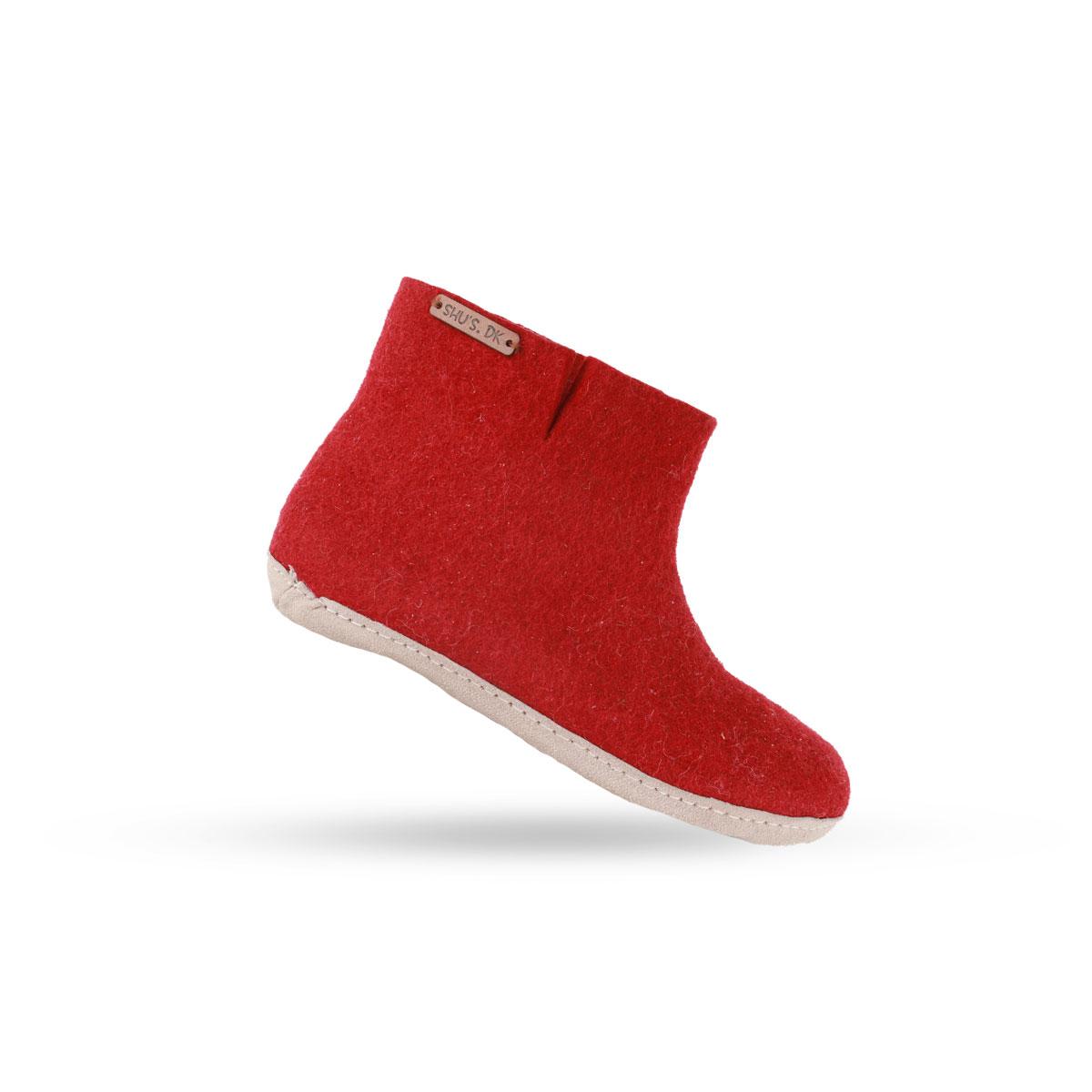 Uldstøvle (100% ren uld) - Model Rød m/sål i skind - Dansk Design fra SHUS