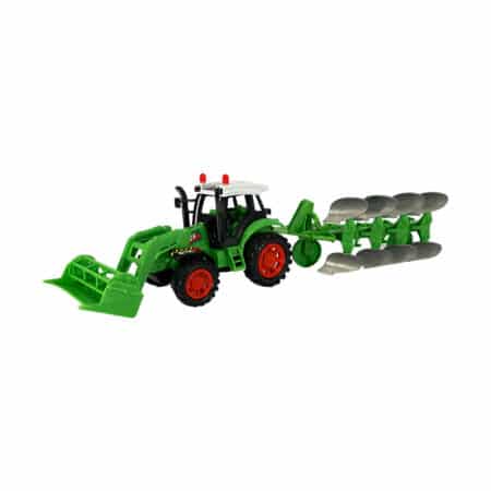 Traktor m/plov og frontlæsser - grøn eller rød fra Farmworld