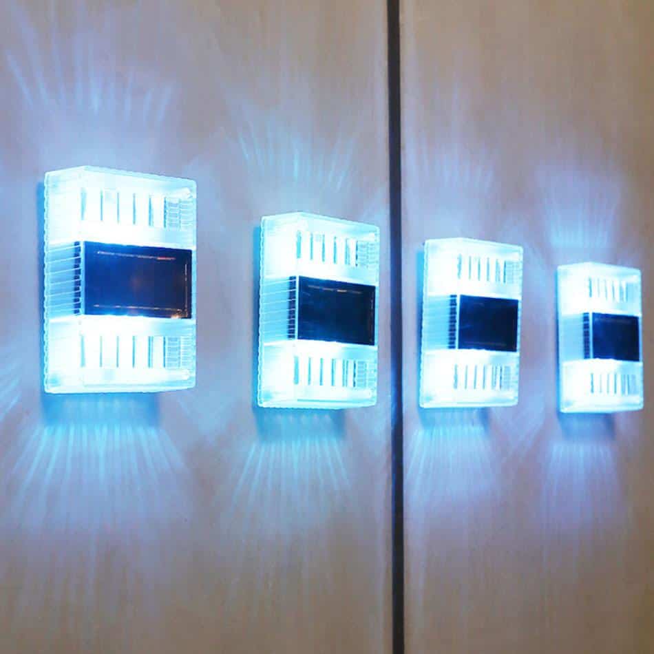 LED-solcelle væglampe (transparent), 4 stk.