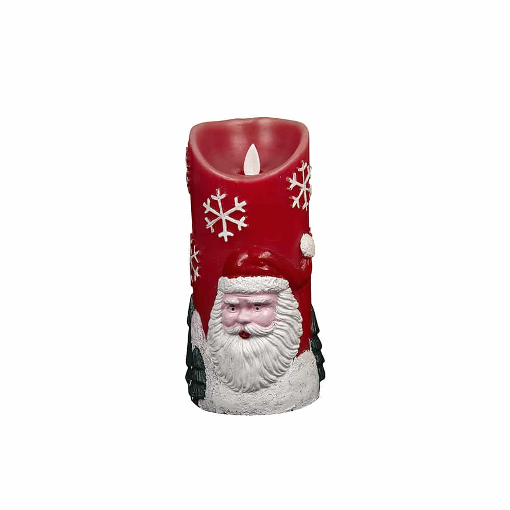 LED Stearinlys Julemotiv – Ø9 x 18 cm – (rød eller hvid)