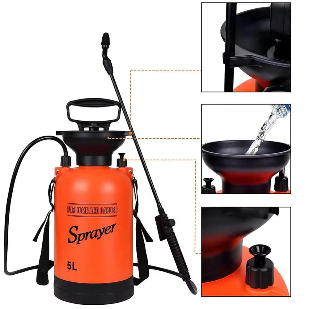 Tryksprøjte 5 liter med pumpe - orange -